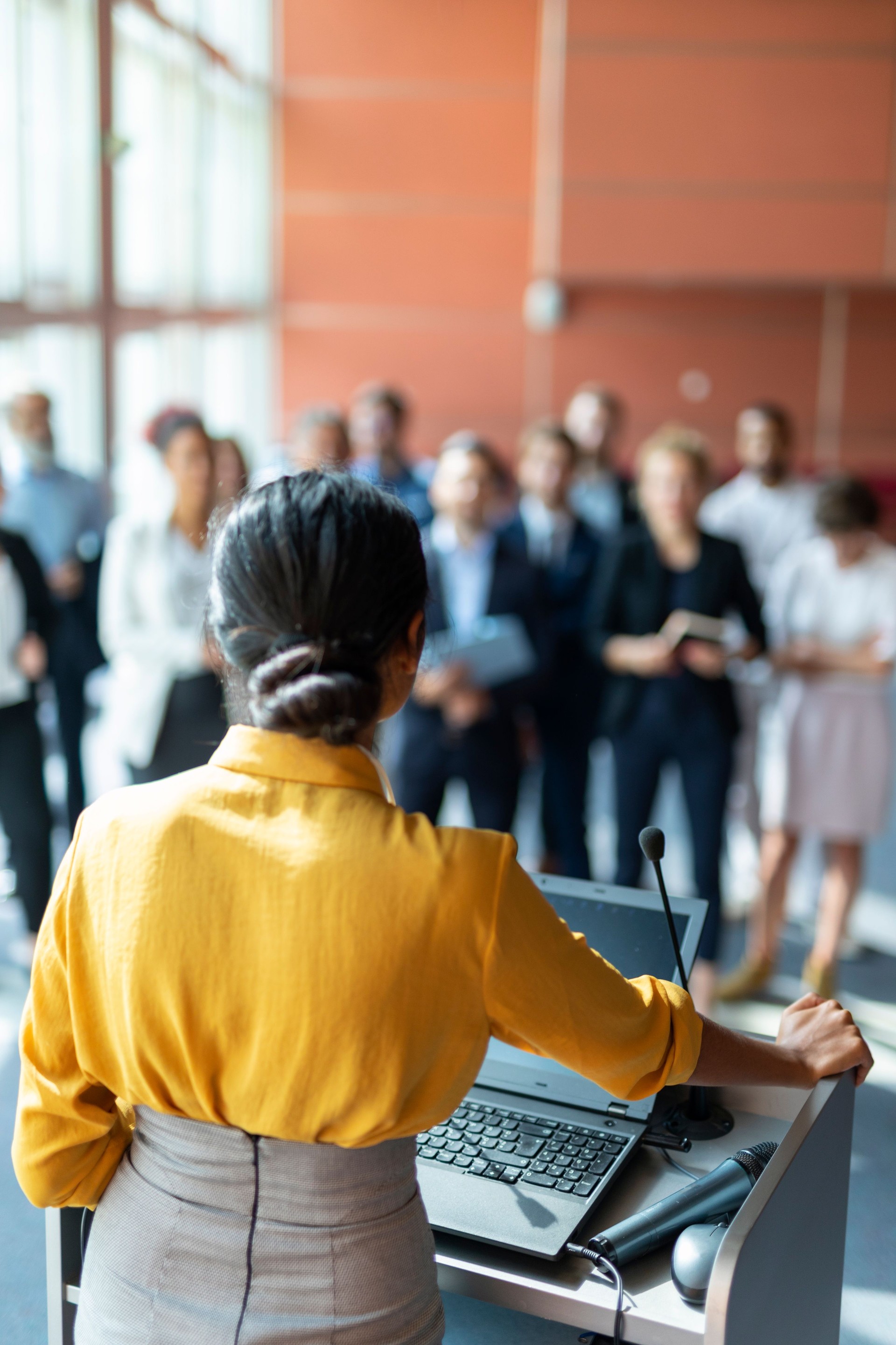 Female presenter at a seminar